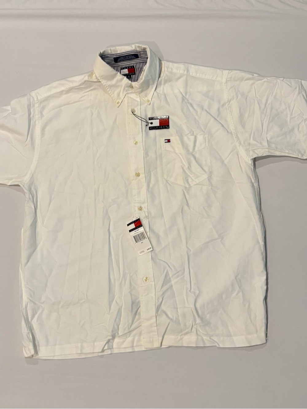 Tommy Hilfiger Men’s White Button-Down Shirt with Signature Flag